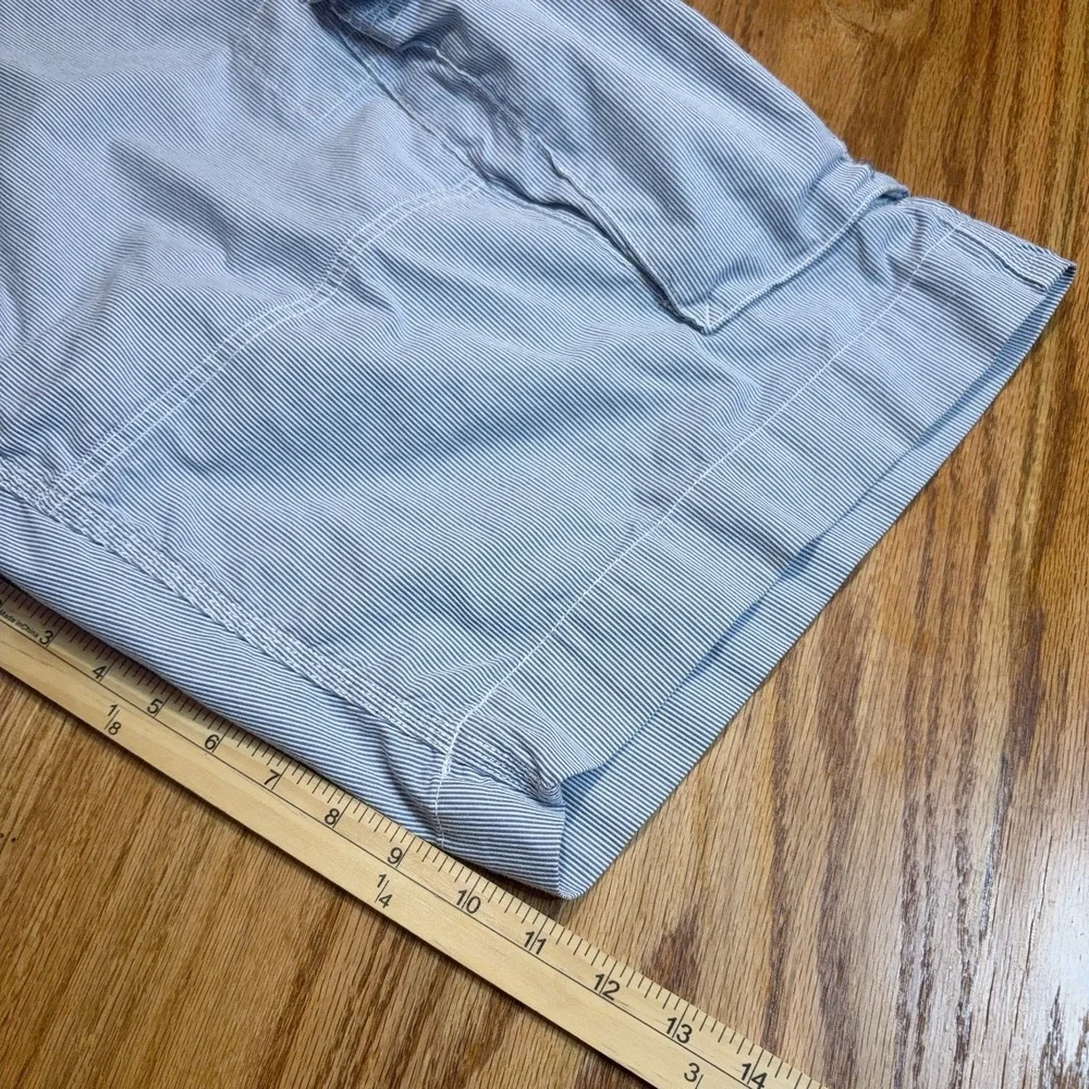 Polo Ralph Lauren Cargo Shorts Mens 40 Tall (Tag 42) Blue Seersucker Y2K FLAW